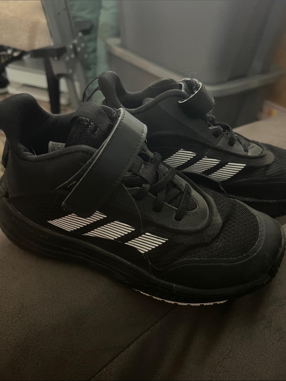 adidas Black Kids Sneakers with White Stripe Accents